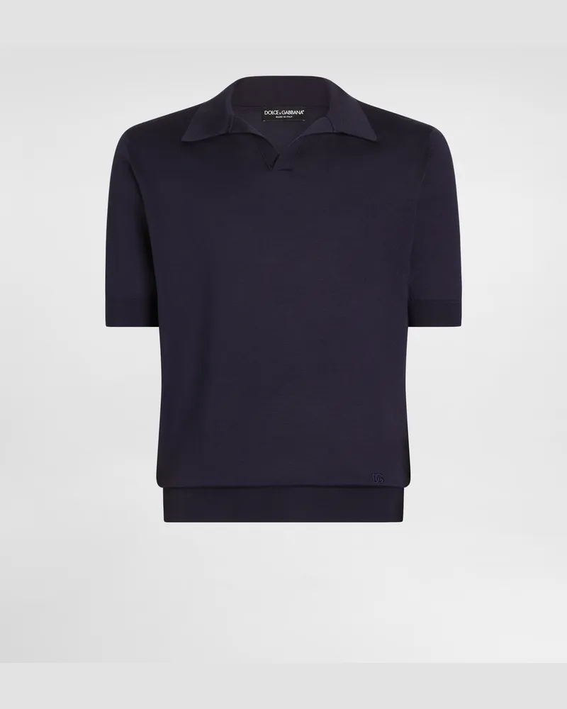 Dolce & Gabbana Seidenstrick-polohemd - Mann Strickwaren Blau Blau