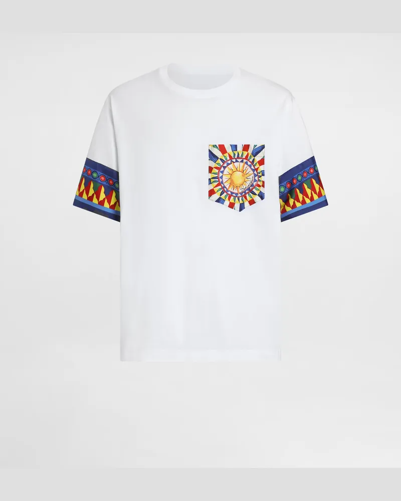 Dolce & Gabbana T-shirt Aus Baumwolle Mit Carretto-print - Mann T-shirts Und Polos Mehrfarbig Mehrfarbig