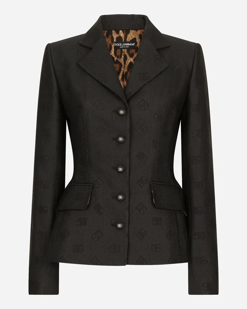 Dolce & Gabbana Jacke Dolce Aus Matelassé-jacquard Dg-logo - Frau Blazer Schwarz Schwarz
