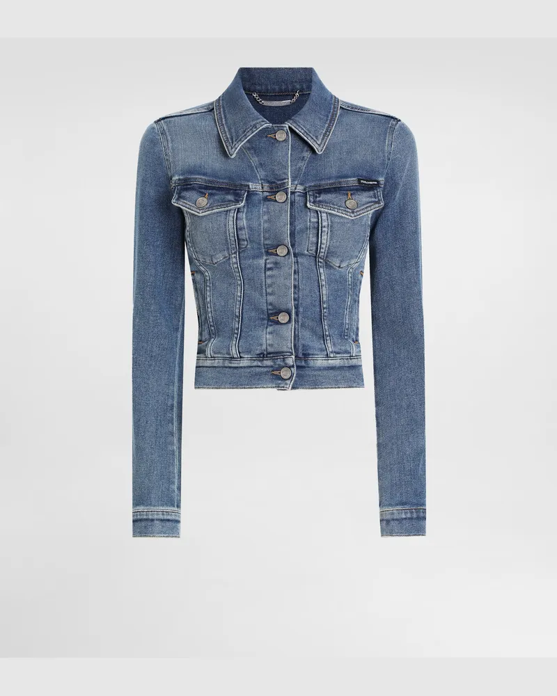 Dolce & Gabbana Cropped Cotton Denim Jacket - Frau Denim Mehrfarbig Multicolor