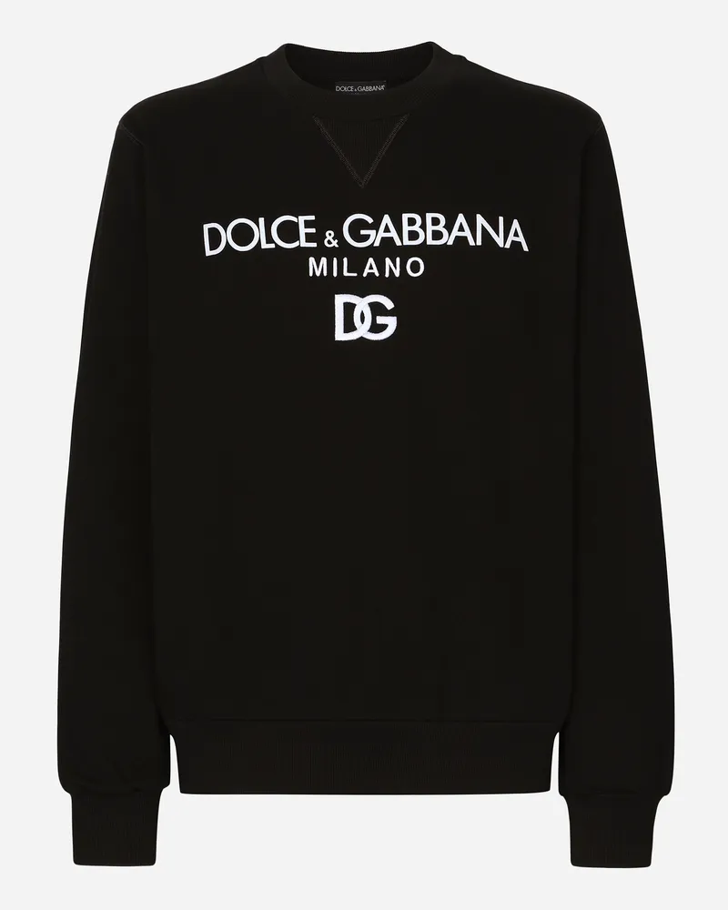 Dolce & Gabbana Jersey-sweatshirt Mit Dg-stickerei - Mann Sweatshirts Schwarz Baumwolle Schwarz