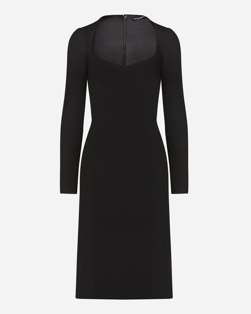 Dolce & Gabbana Langärmeliges Midi-kleid Aus Cady - Frau Kleider Schwarz Schwarz