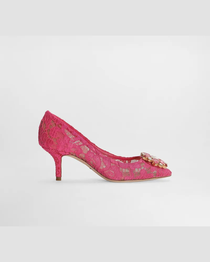 Dolce & Gabbana Pump In Taormina Lace With Crystals - Frau Pumps Und Slingbacks Fuchsia Spitze Rosa