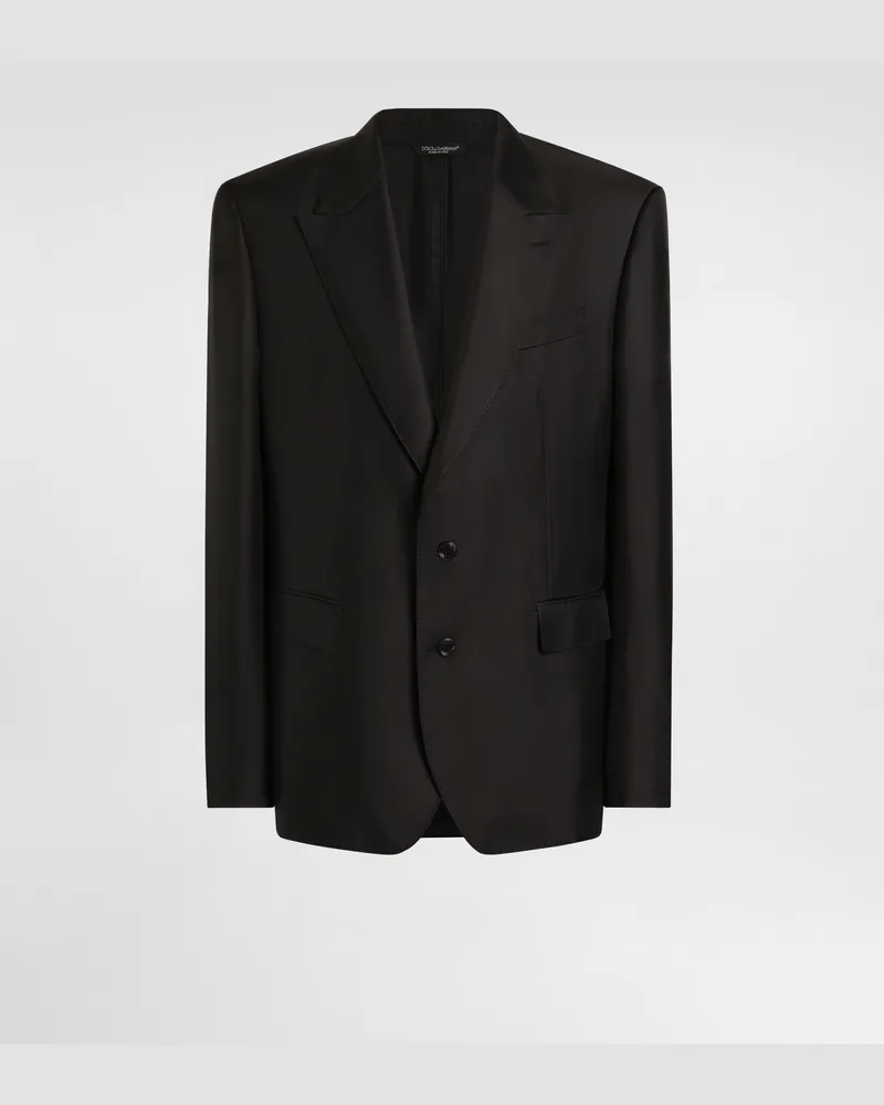 Dolce & Gabbana Jacke Sicilia Light Aus Seidentwill Mit Einreihiger Knopfleiste - Mann Anzüge Und Blazer Schwarz Schwarz