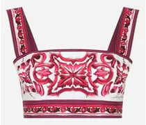 Dolce & Gabbana Top aus Popeline Majolika-Print Mehrfarbig