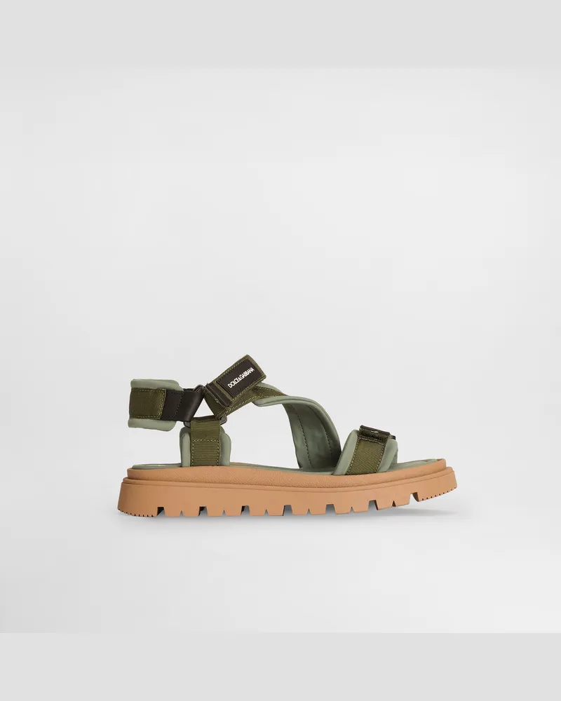 Dolce & Gabbana Fabric And Nappa Calfskin Sandals - Mann Collection Green Green