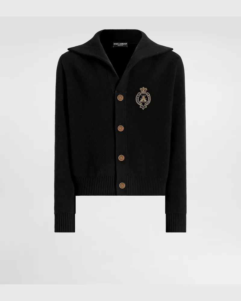Dolce & Gabbana Virgin Wool Cardigan With Embroidery - Mann Collection Schwarz 