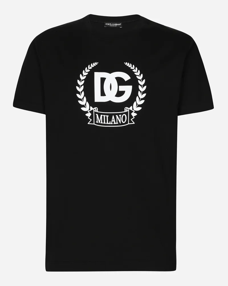Dolce & Gabbana Kurzarm-t-shirt Aus Baumwolle Dg-print - Mann T-shirts Und Polos Schwarz Schwarz