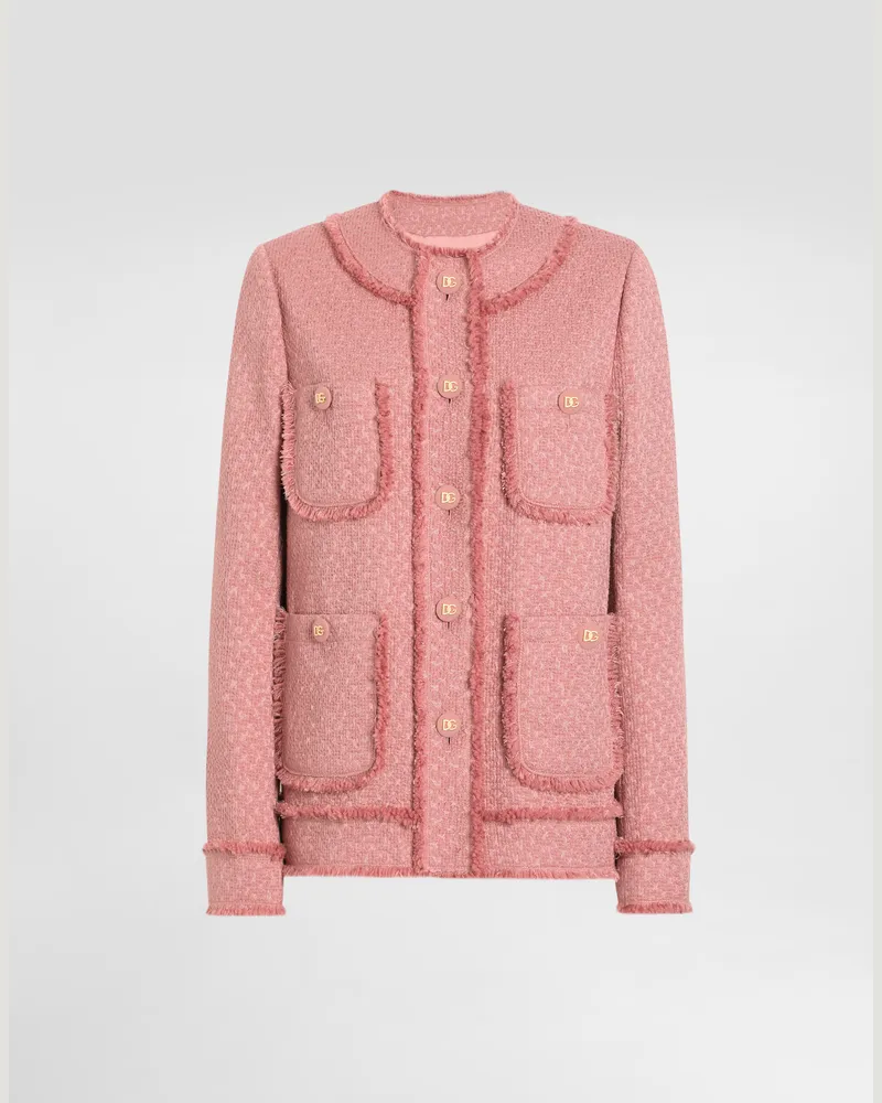 Dolce & Gabbana Einreihige Jacke Aus Raschel-tweed - Frau Blazer Rosa Rosa