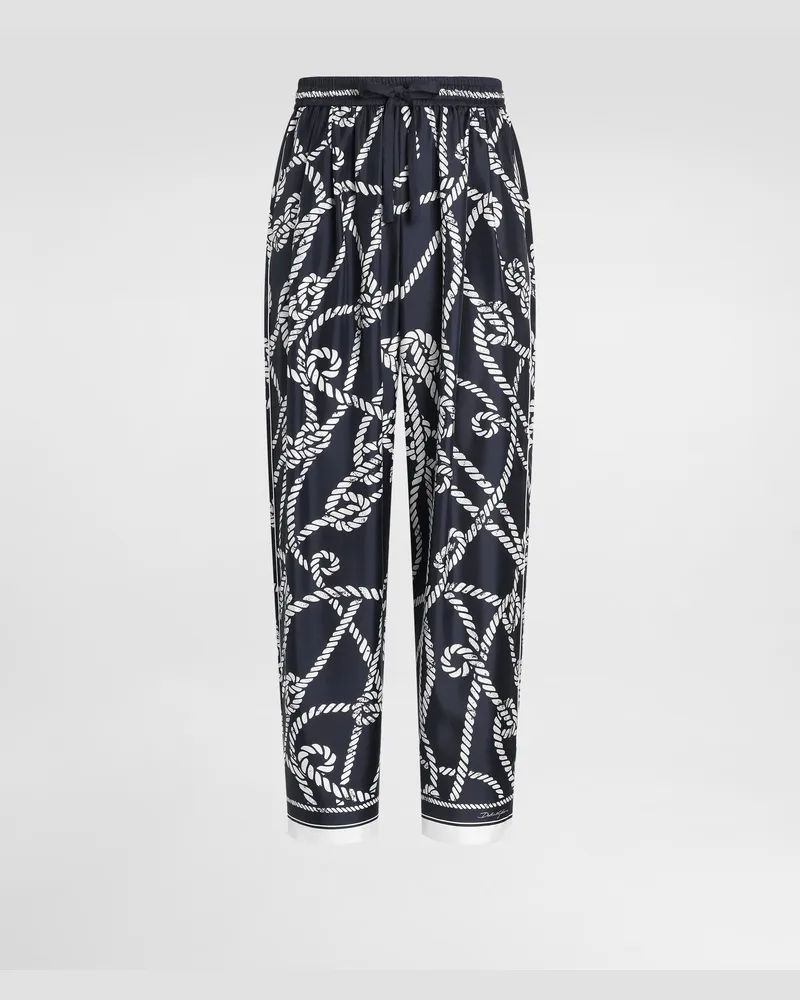 Dolce & Gabbana Hose Vanity Aus Seidentwill Mit Marina-print - Mann Hosen Und Shorts Multicolor Multicolor