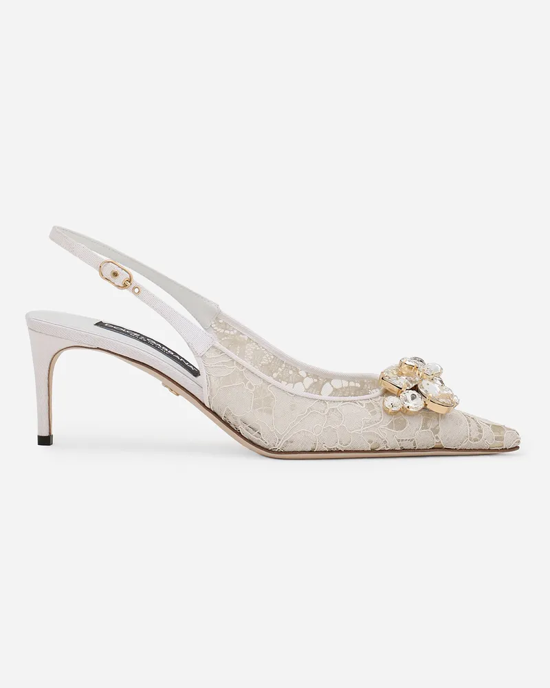 Dolce & Gabbana Slingback Rainbow Lace Aus Lurex-spitze - Frau Pumps Und Slingbacks Grau Spitze Grau