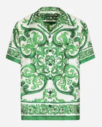 Dolce & Gabbana Hawaiihemd aus Seidentwill Majolika-Print Drucken