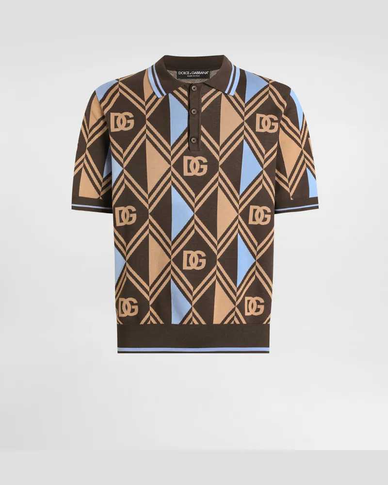 Dolce & Gabbana Cotton-jacquard Piqué Polo Shirt - Mann Strickwaren Multicolor Multicolor