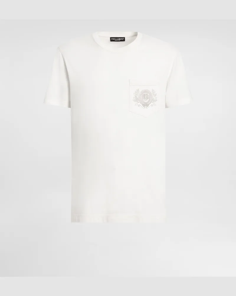 Dolce & Gabbana T-shirt Aus Baumwolle Mit Logo - Mann T-shirts Und Polos Cremewei Sahne