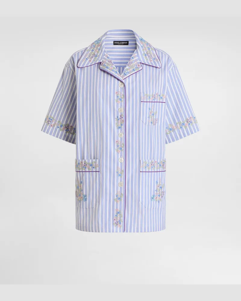 Dolce & Gabbana Cotton Shirt With Flower Embroidery - Frau Blusen Und Tops Mehrfarbig Mehrfarbig