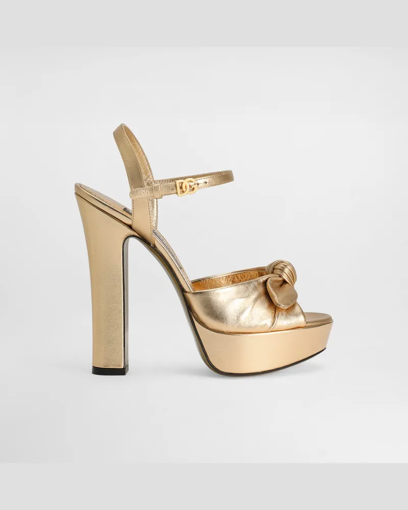 Dolce & Gabbana Sandalette Aus Mordoré-nappaleder - Frau Sandalen Und Wedges Gold Leder Gold