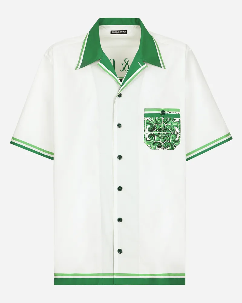 Dolce & Gabbana Hawaiihemd Aus Popeline Majolika-print - Mann Hemden Drucken Drucken