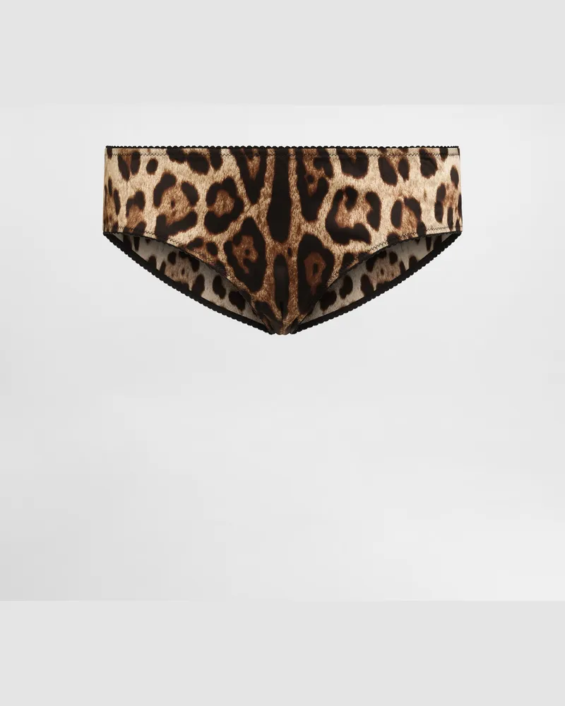 Dolce & Gabbana Leopard-print Satin Panties - Frau Unterwäsche Animalprint Satin Print