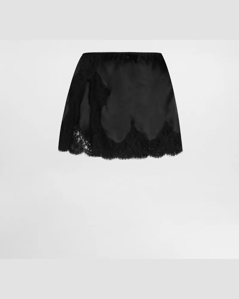 Dolce & Gabbana Short Satin Skirt - Frau Röcke Schwarz Black