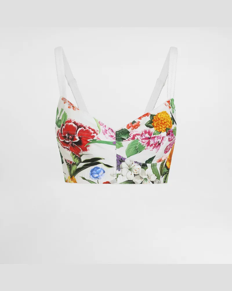 Dolce & Gabbana Bralette-top Im Bustier-stil Aus Baumwolle Blumenprint - Frau Blusen Und Tops Drucken Drucken