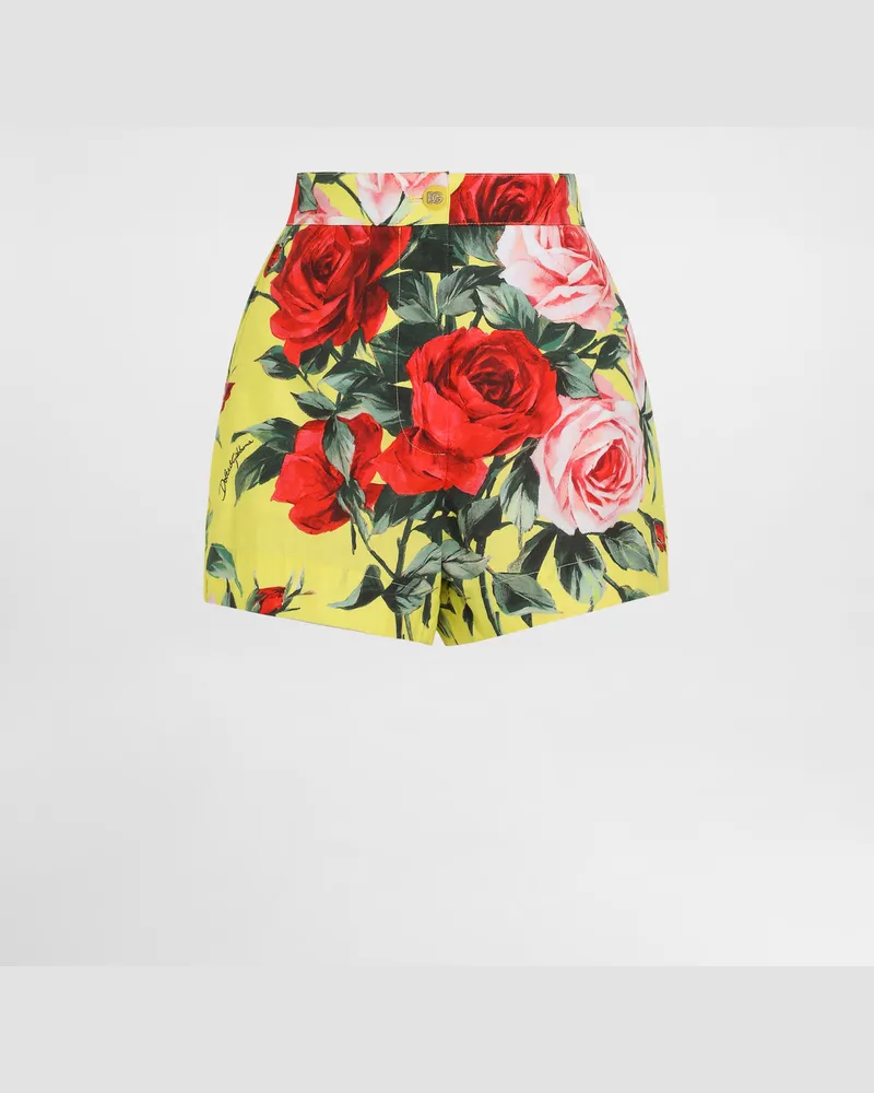 Dolce & Gabbana Shorts Aus Popeline Bouquet-print - Frau Hosen Und Shorts Drucken Drucken