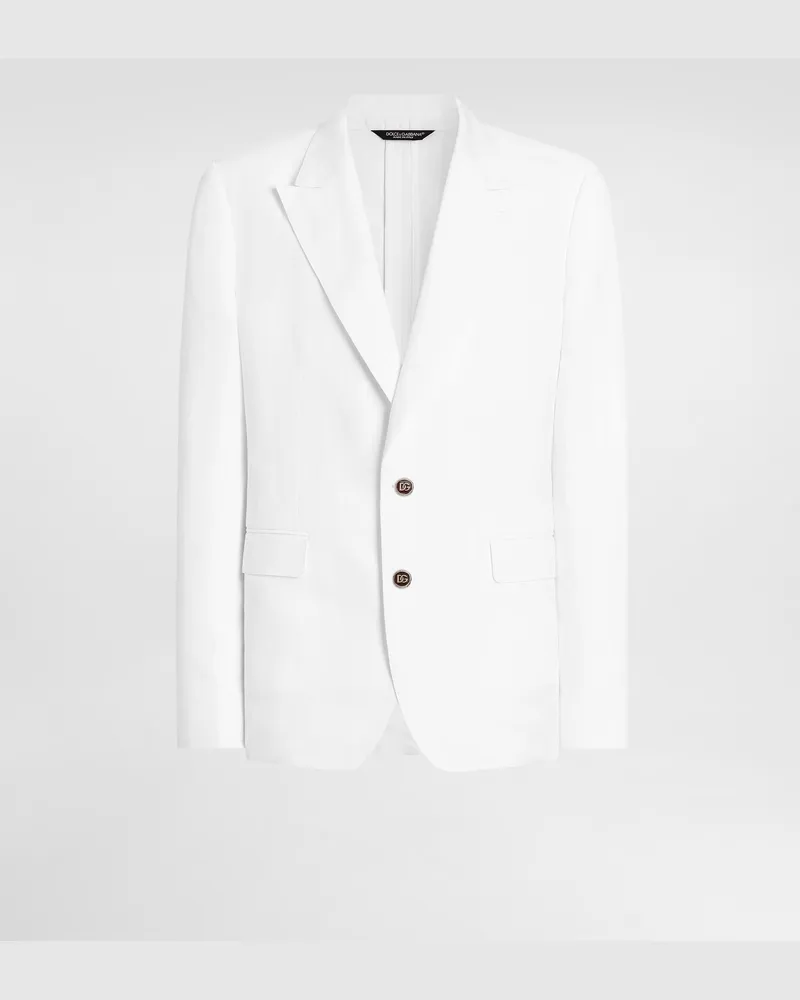 Dolce & Gabbana Jacke Sicilia Light Aus Leinen Mit Einreihiger Knopfleiste - Mann Anzüge Und Blazer Wei White