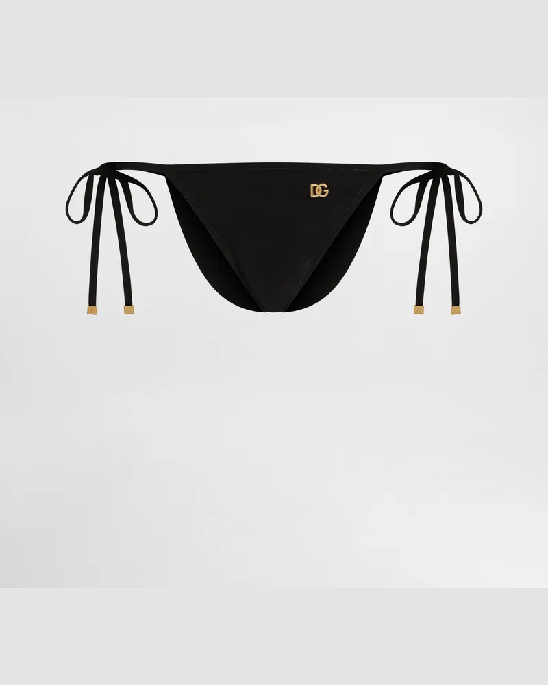 Dolce & Gabbana Bikinislip Mit Bändchen - Frau Bademode Schwarz Jersey Schwarz