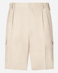 Dolce & Gabbana Bermuda cargo shorts in linen Beige