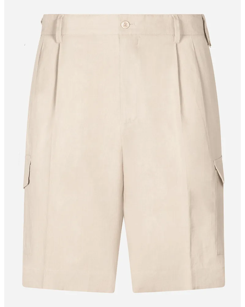 Dolce & Gabbana Bermuda cargo shorts in linen Beige