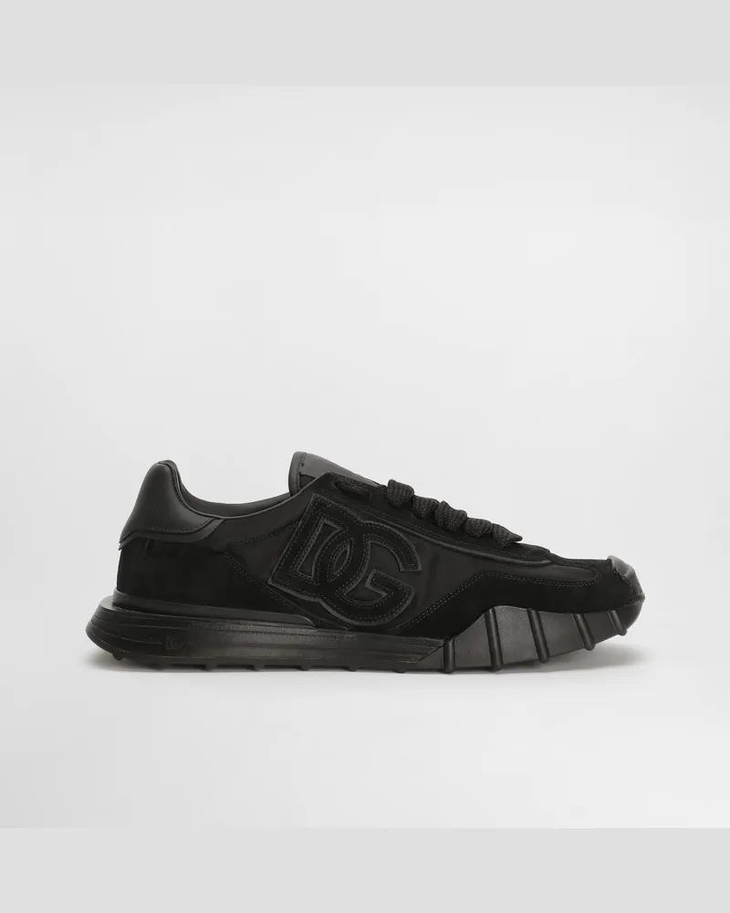 Dolce & Gabbana Dg Athletic Sneakers In Fabric And Calfskin - Mann Sneakers Schwarz Schwarz
