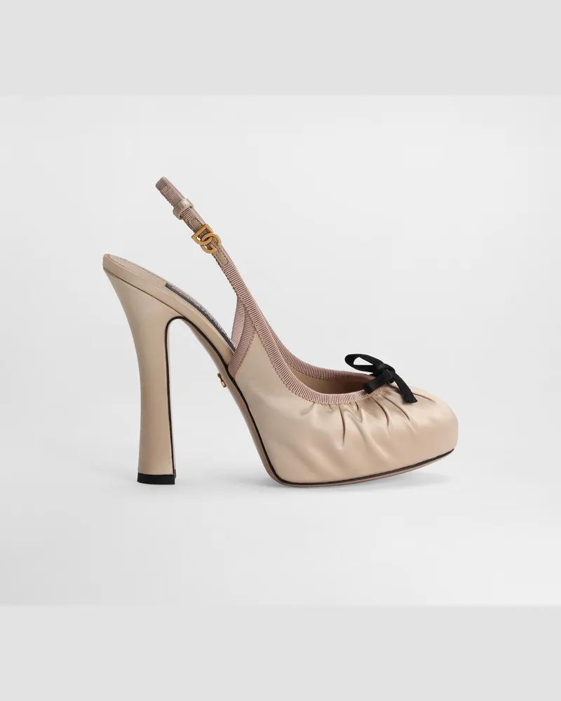 Dolce & Gabbana Slingback Aus Satin - Frau Pumps Und Slingbacks Beige Beige