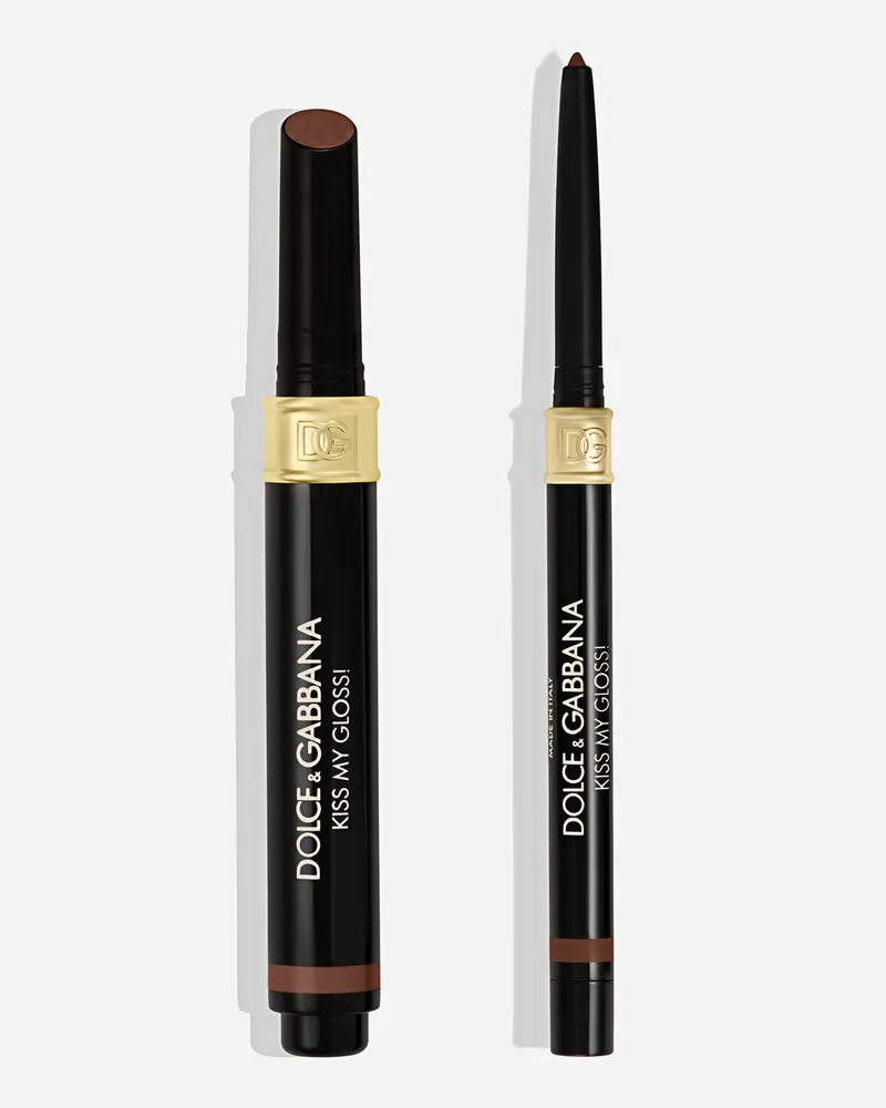 Dolce & Gabbana Kiss My Gloss! - Woman Lippenstift-set 03 Chat – Neutraler Brauner Konturenstift Und Duo-chrome-lipgloss In Schokoladenbraun/rosa 03