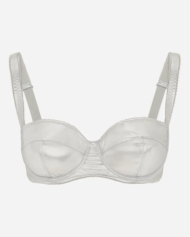 Dolce & Gabbana Balconette-bh Aus Jersey In Metallic-optik - Frau Unterwäsche Silber Jersey Silber