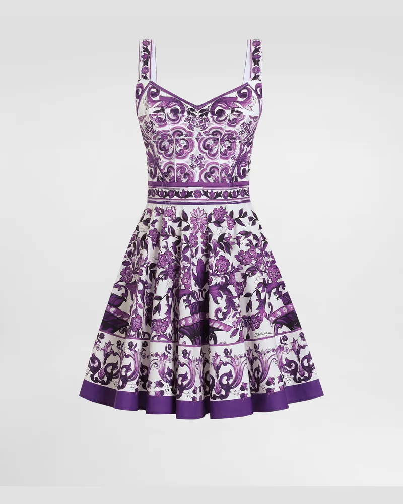 Dolce & Gabbana Majolica-print Poplin Dress - Frau Kleider Multicolor Multicolor