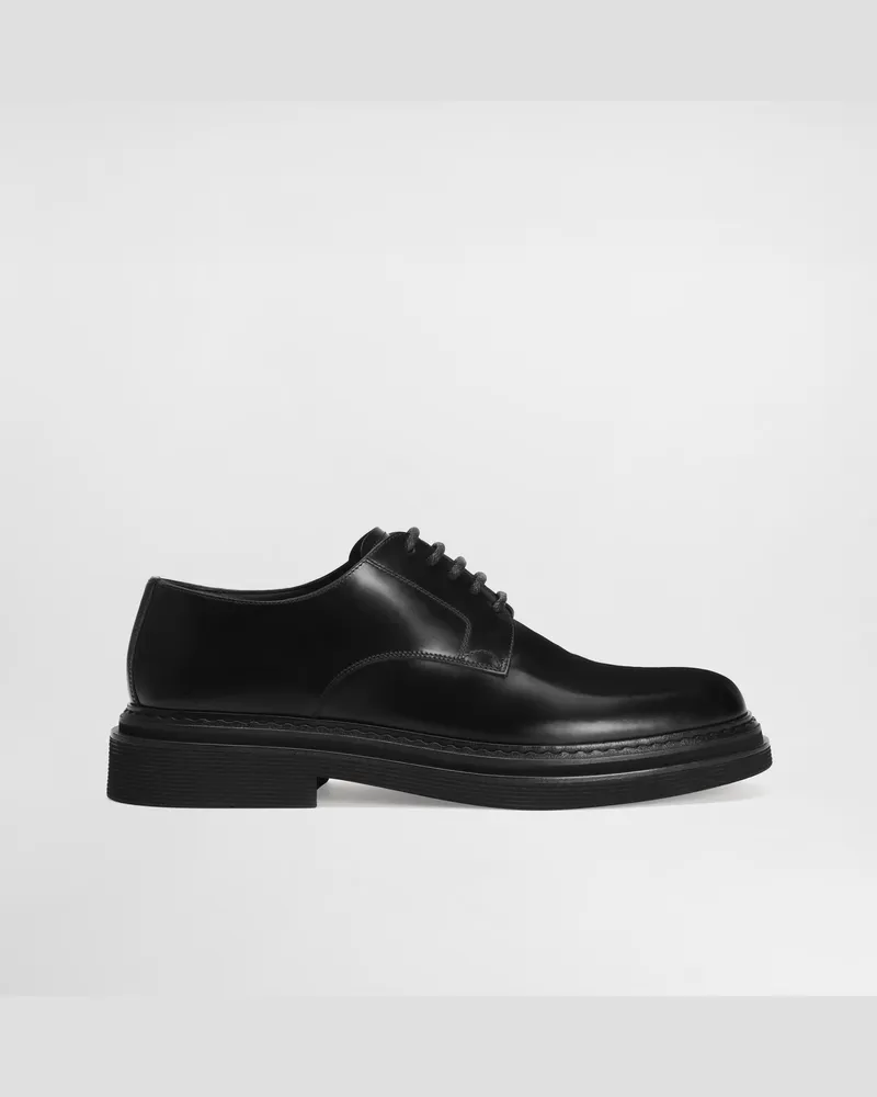 Dolce & Gabbana Brushed Calfskin Derby - Mann Schnürschuhe Schwarz Leder Black