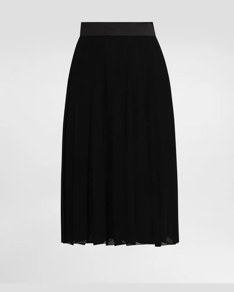 Dolce & Gabbana Tellerrock In Midilänge Aus Plissiertem Chiffon - Frau Röcke Schwarz Schwarz