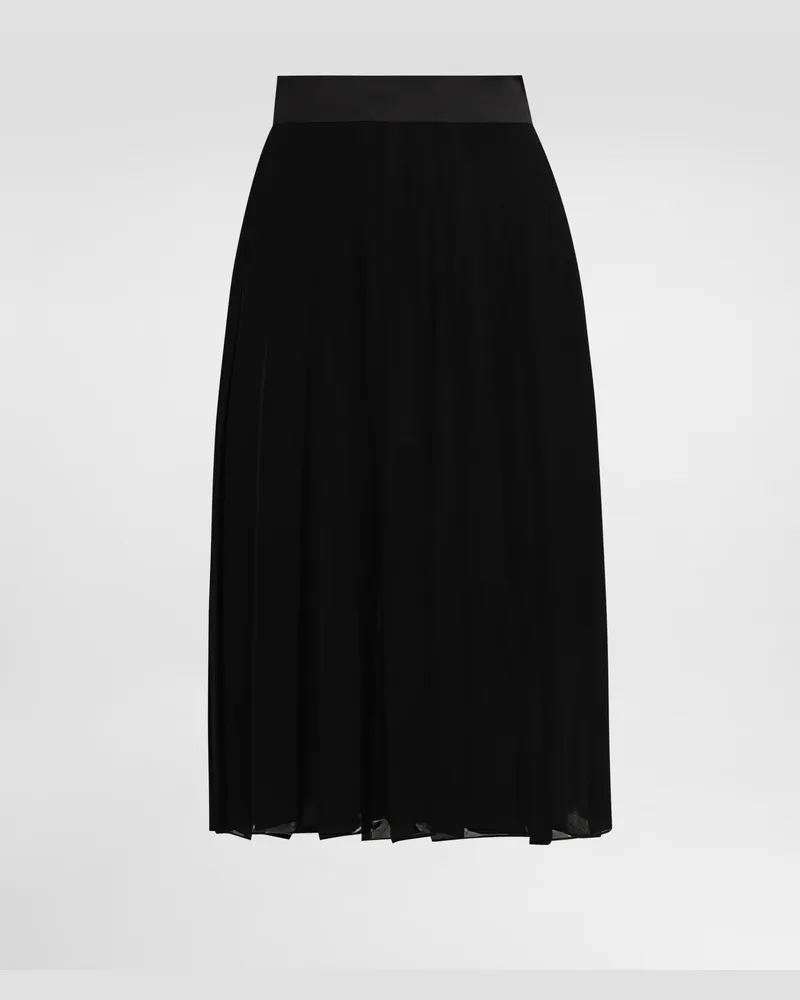 Dolce & Gabbana Tellerrock In Midilänge Aus Plissiertem Chiffon - Frau Röcke Schwarz Schwarz