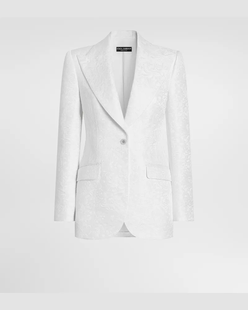 Dolce & Gabbana Jacke Turlington Aus Brokat Mit Einreihiger Knopfleiste - Frau Blazer Wei Weiss