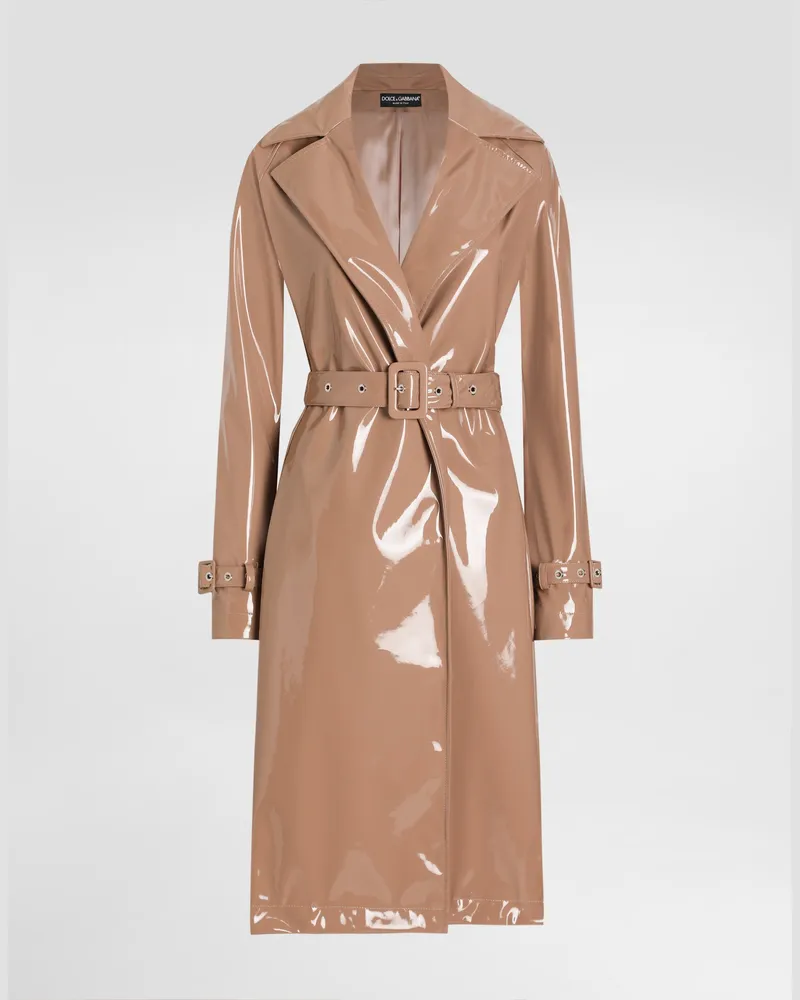 Dolce & Gabbana Trenchcoat Aus Beschichtetem Kunstleder - Frau Mäntel Und Jacken Puderrosa Puder