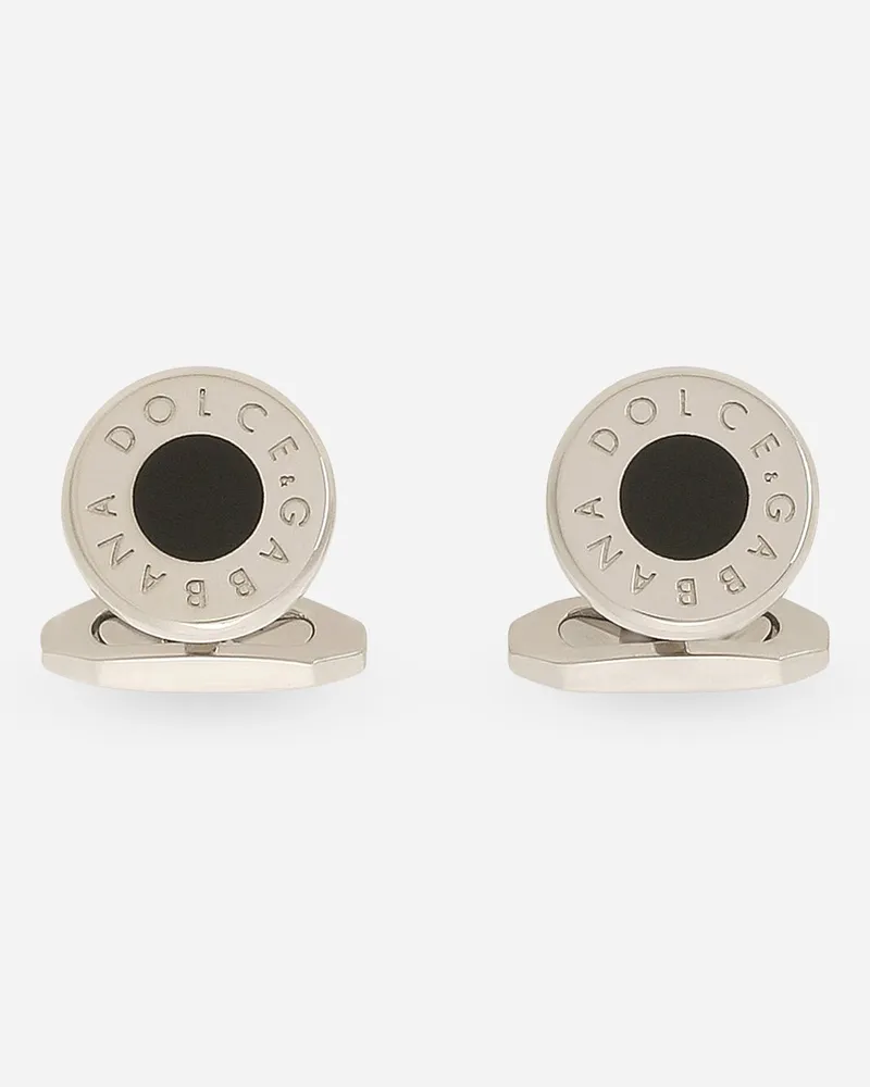 Dolce & Gabbana Runde Manschettenknöpfe Logo Silber