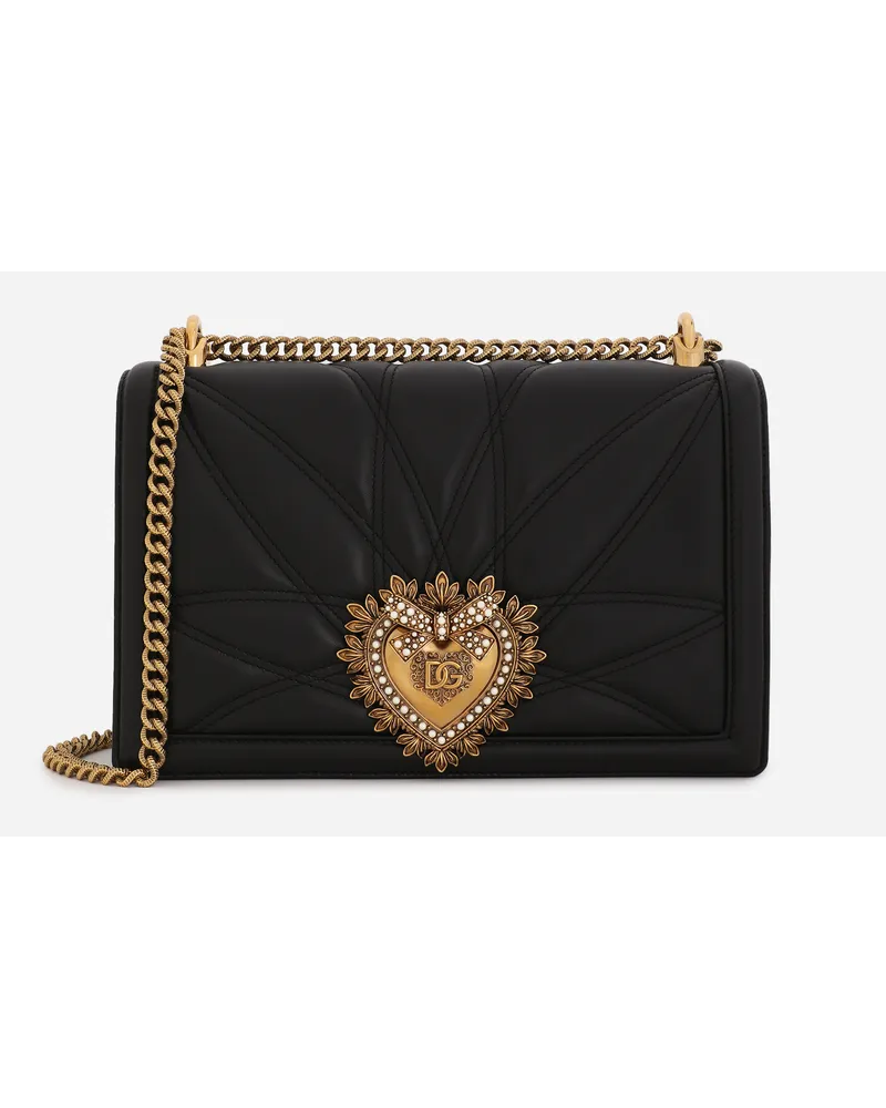 Dolce & Gabbana Große Tasche Devotion aus Matelassé-Nappaleder Schwarz