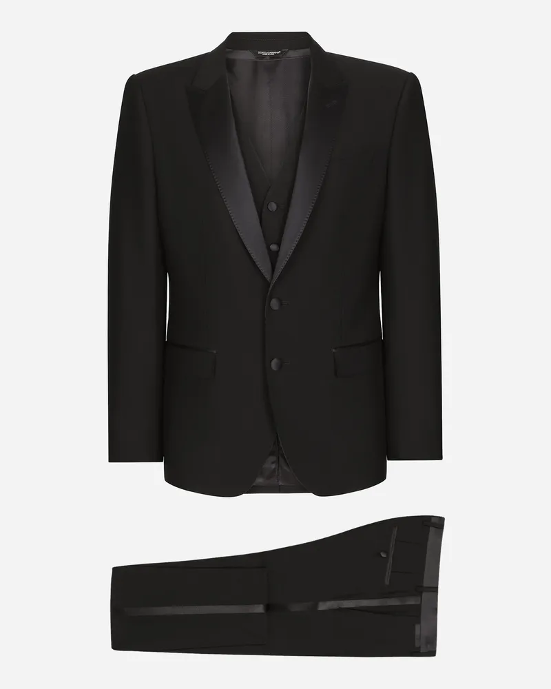 Dolce & Gabbana Einreihiger Smoking-anzug Martini Aus Wolle - Mann Anzüge Und Blazer Blau Wolle Blau