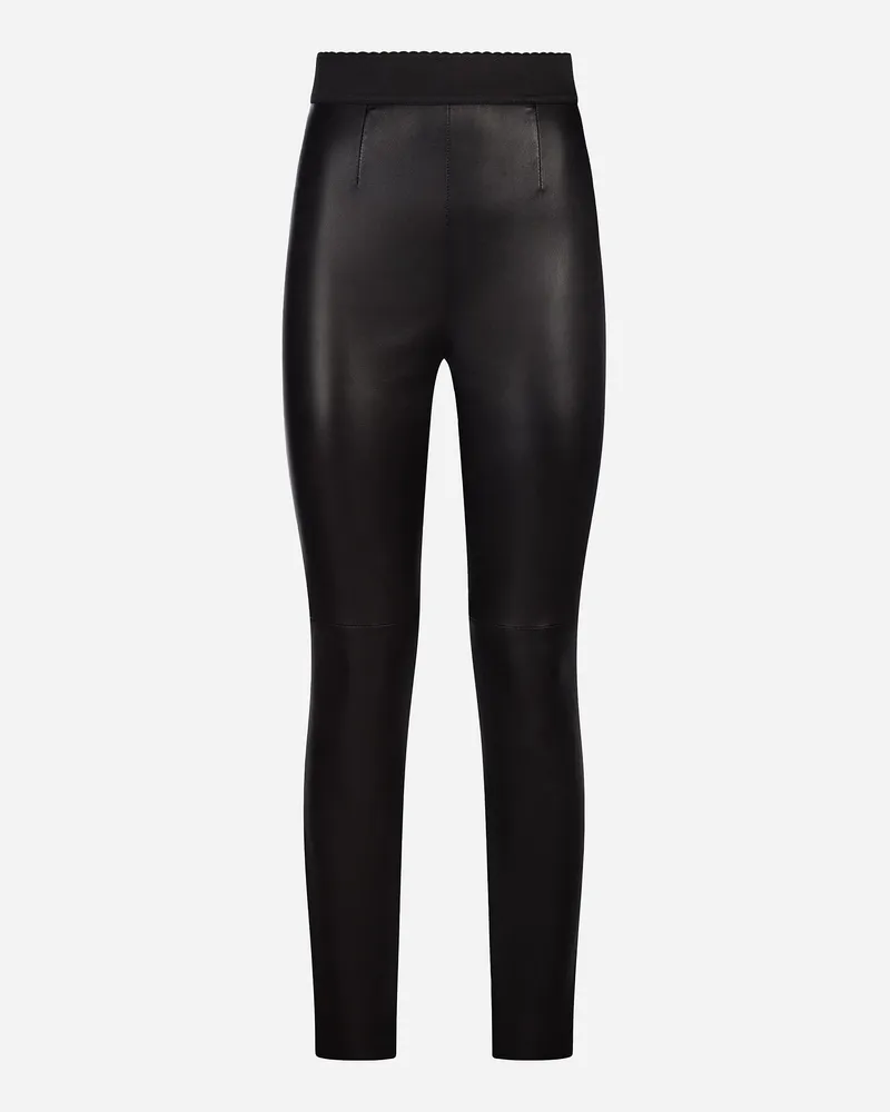 Dolce & Gabbana Lederhose - Frau Hosen Und Shorts Schwarz Schwarz