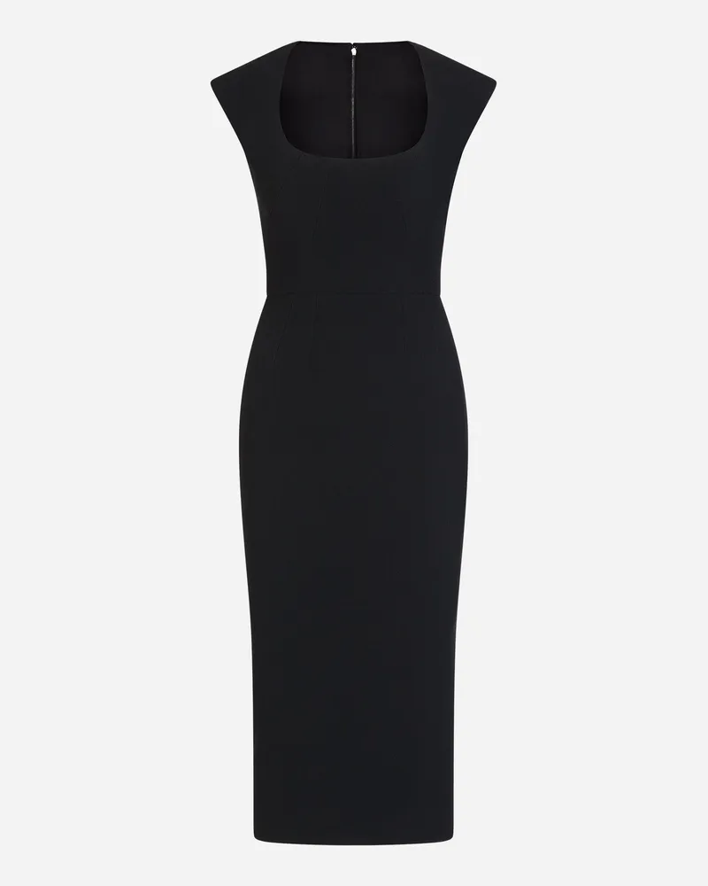 Dolce & Gabbana Longuette Dress In Cady - Frau Kleider Schwarz Schwarz