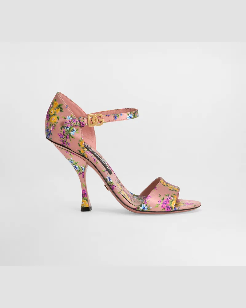 Dolce & Gabbana Keira Satin Sandal With Little Flowers Print - Frau Sandalen Und Wedges Mehrfarbig Mehrfarbig