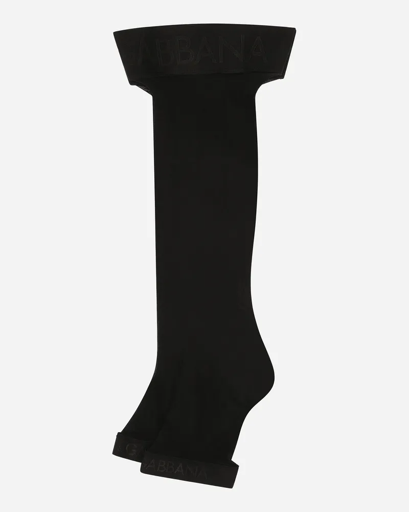 Dolce & Gabbana Calza Autoreggente - Frau Socken Schwarz Schwarz