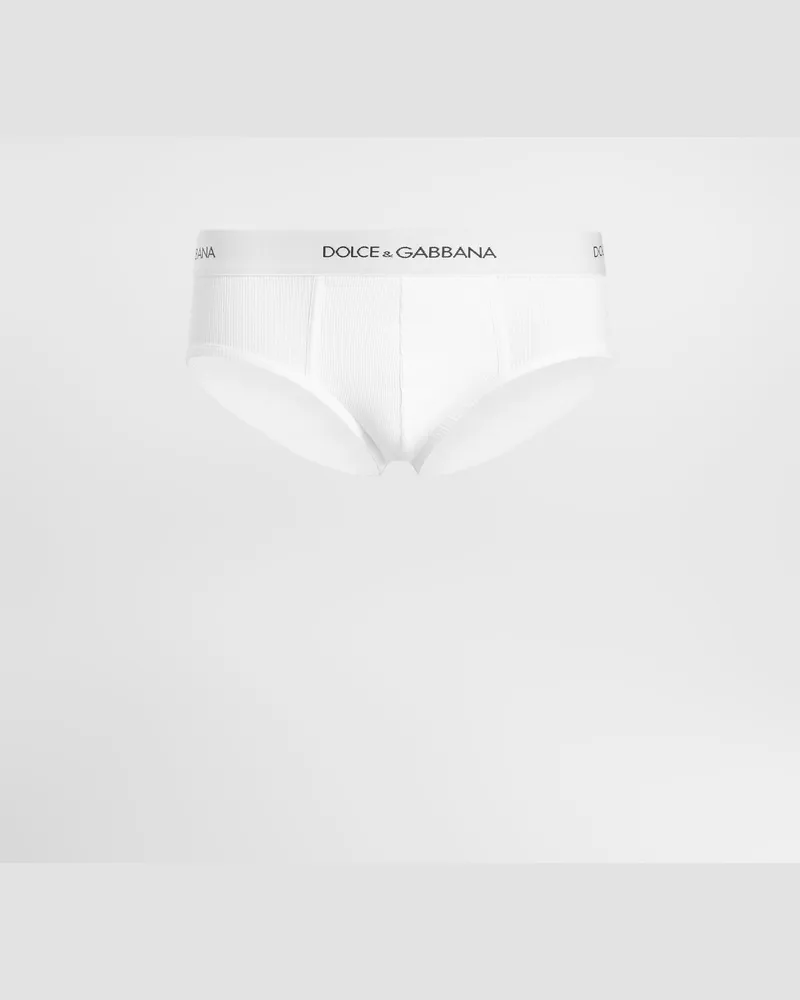 Dolce & Gabbana Slip Brando Gerippte Baumwolle - Mann Unterwäsche Und Loungewear Wei� Baumwolle Weiss