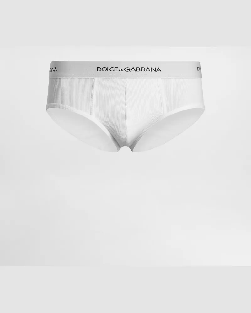 Dolce & Gabbana Slip Brando Gerippte Baumwolle - Mann Unterwäsche Und Loungewear Wei� Baumwolle Weiss