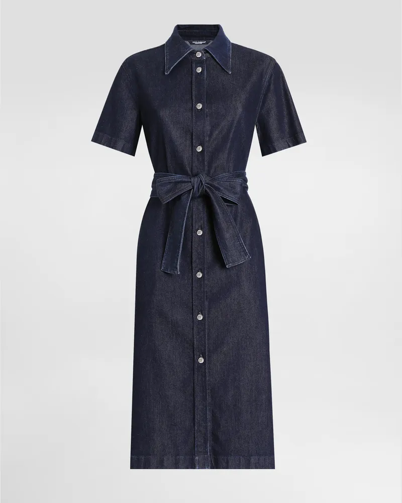 Dolce & Gabbana Hemdblusenkleid Aus Denim Und Seide - Frau Denim Mehrfarbig Mehrfarbig