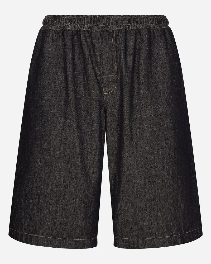 Dolce & Gabbana Jogging-Bermudas aus Denim mit Stickerei Mehrfarbig